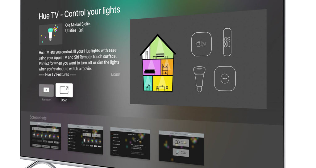 Hue TV app on the Apple App Store for tvOS. Image: Digitized House Media.