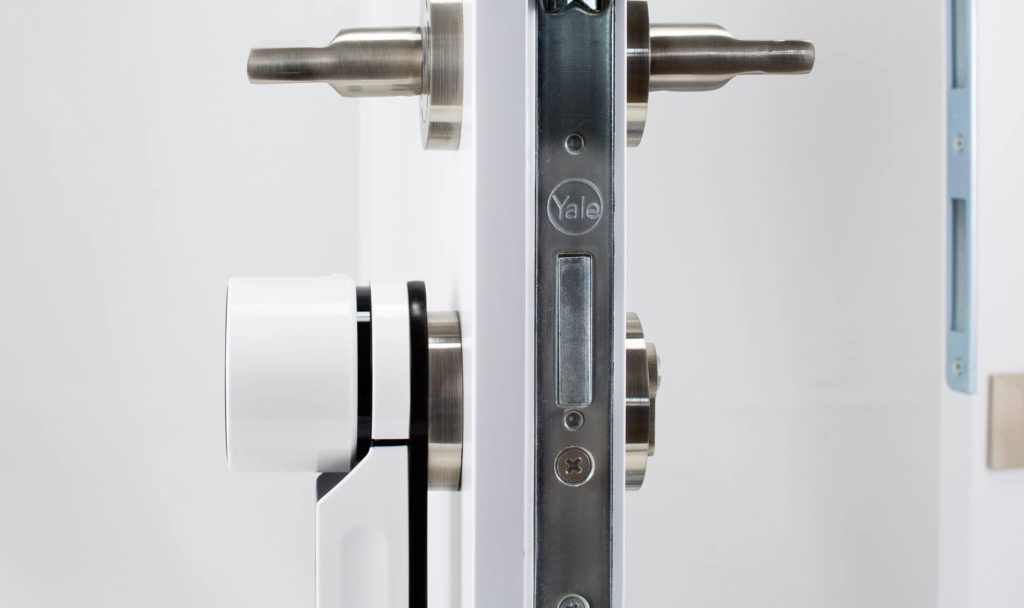 The ENTR lock is an easy retrofit for upgrading a front door to a smart front door. Image: Digitized House Media.