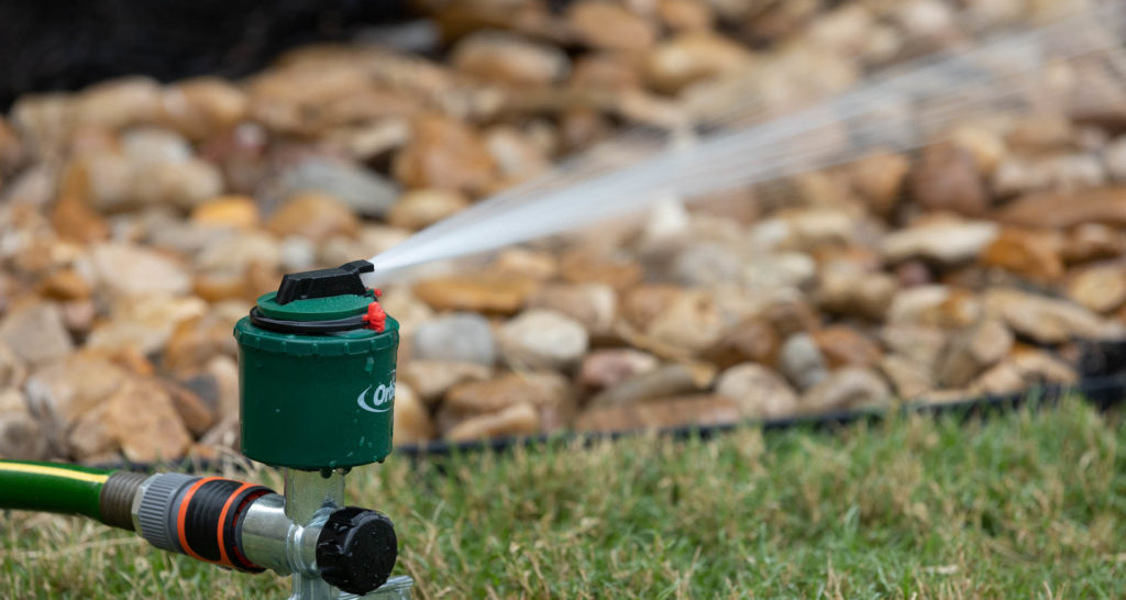 Zilker is ideal for watering turf areas with spike-mounted sprinklers, such as this Orbit Gear Drive model. Image: Digitized House.