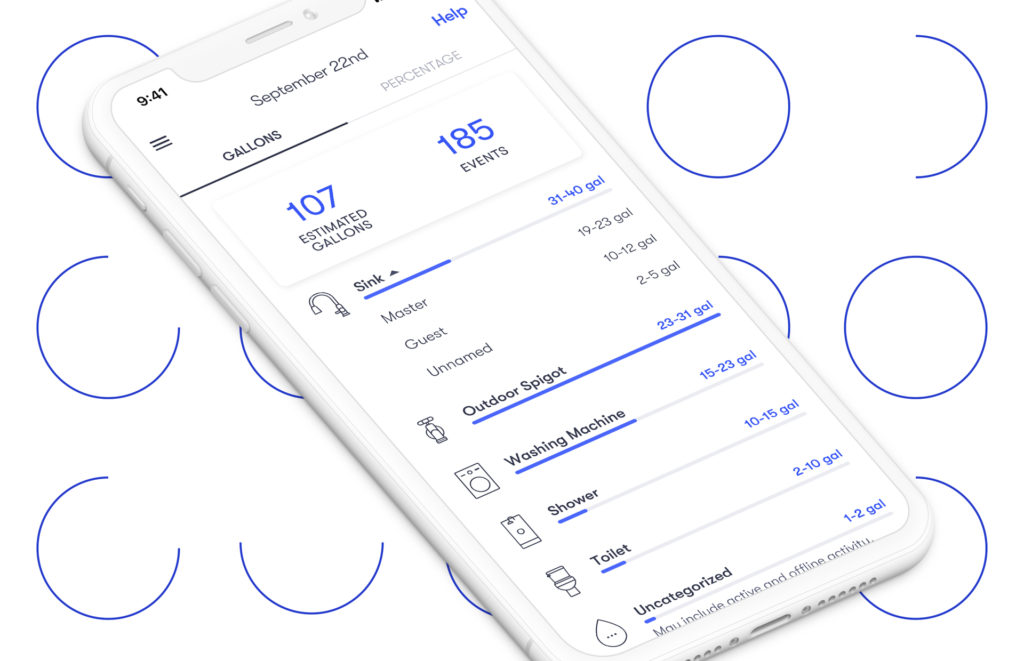 The Phyn app provides real-time data on water usage for the water system where it is installed. Image: Phyn.